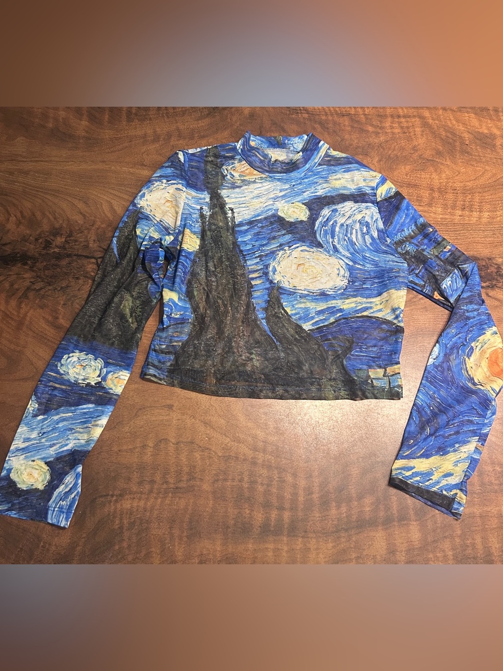 Vincent Van Gogh Starry Night Mock Neck Shirt
